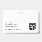 Badge Logo photo ID moderne Code QR Sécurité blanche (Arrière)