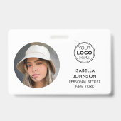Badge Logo photo ID moderne Code QR Sécurité blanche (Avant)