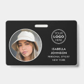 Badge Logo photo ID moderne QR Code noir blanc sécurité (Avant)