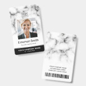 Badge Logo photo marbre blanc moderne employé (Avant & arrière)