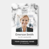 Badge Logo photo marbre blanc moderne employé (Avant)