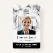 Badge Logo photo marbre blanc noir employé moderne (Devant)