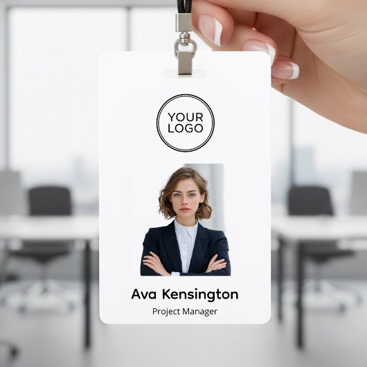 Badge Logo & Photo Moderne | Nom de l'employé personnali