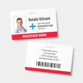 Badge Logo Photo Nom de l'employé de l'hôpital Rouge et (Avant & arrière)