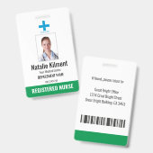 Badge Logo Photo Nom de l'employé de l'hôpital Vert et B (Avant & arrière)