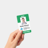 Badge Logo Photo Nom de l'employé de l'hôpital Vert et B (Manuel / portable)