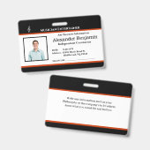 Badge Logo Photo Nom de l'employé ID Personnalisé (Avant & arrière)