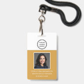 Badge Logo Photo Nom de l'employé Jaune Travail d'entrep (Avant avec lanière)
