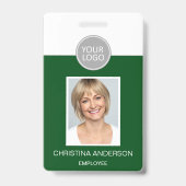 Badge Logo Photo Nom de l'employé vert Travail d'entrepr (Avant)
