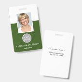 Badge Logo Photo Nom de l'employé vert Travail d'entrepr (Avant & arrière)
