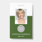 Badge Logo Photo Nom de l'employé vert Travail d'entrepr (Avant)