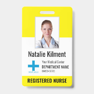 Badge Logo Photo Nom Employé de l'Hôpital Jaune et Noir