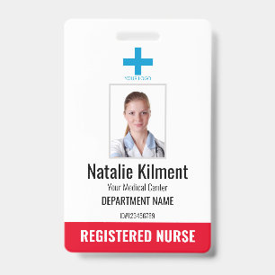Badge Logo Photo Nom Employé de l'Hôpital Rouge et Blanc