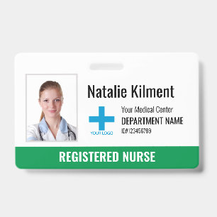 Badge Logo Photo Nom Employé de l'Hôpital Vert et Blanc