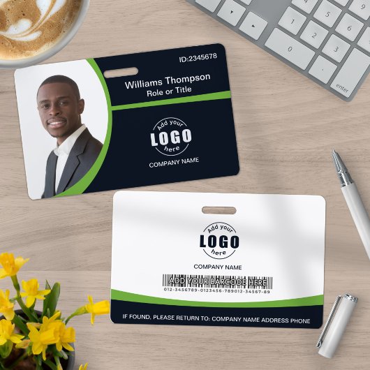 Badge Logo Photo Personnalisé Code à barres Employé Entr