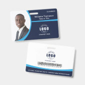 Badge Logo Photo Personnalisé Code-barres Employé Entrep (Avant & arrière)