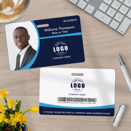 Badge Logo Photo Personnalisé Code-barres Employé Entrep