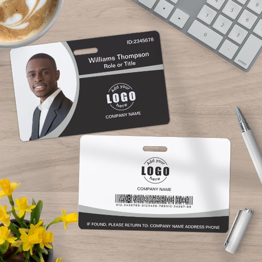 Badge Logo Photo Personnalisé Code-barres Employé Entrep