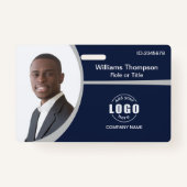 Badge Logo Photo Personnalisé Code-barres Employé Entrep (Devant)