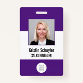 Badge Logo Photo Personnalisé Code-barres Moderne Violet (Devant)
