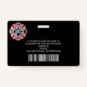 Badge Logo photo personnalisée du service des incendies (Dos)