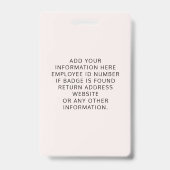 Badge Logo Photo Pink ID (Arrière)