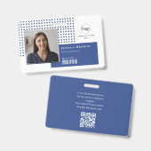Badge Logo photo simple moderne QR Barcode Deep Blue (Avant & arrière)