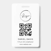 Badge Logo professionnel blanc personnalisé Code QR (Front)