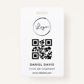 Badge Logo professionnel blanc personnalisé Code QR (Devant)