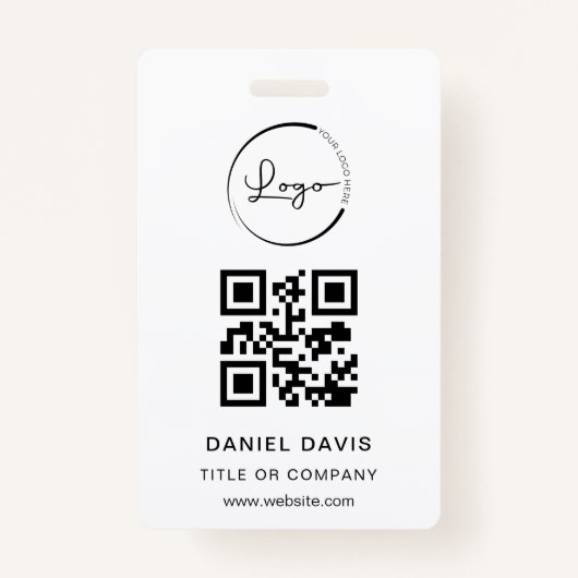 Badge Logo professionnel blanc personnalisé Code QR (Devant)
