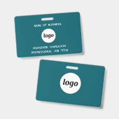Badge Logo Professionnel Entreprise Nom Vert Sarcelle (Avant & arrière)
