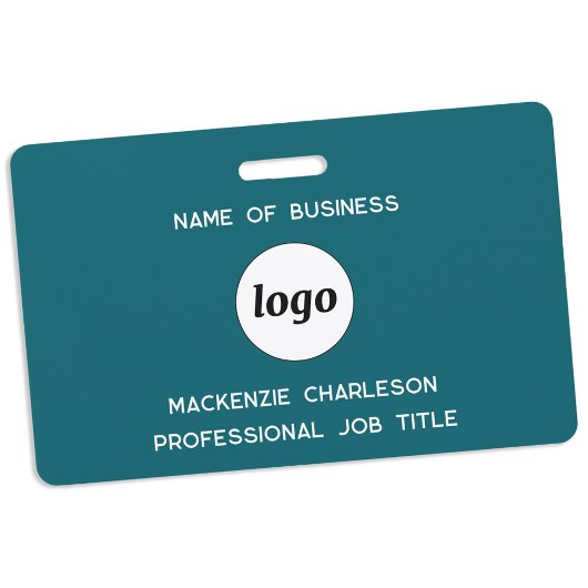 Badge Logo Professionnel Entreprise Nom Vert Sarcelle