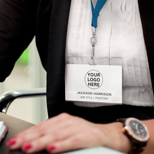 Badge Logo professionnel l ID employé blanc