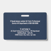 Badge Logo professionnel Monogramme Marine Texture bleue (Arrière)