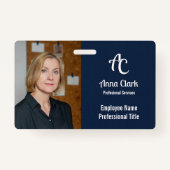 Badge Logo professionnel Monogramme Marine Texture bleue (Devant)