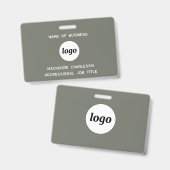 Badge Logo Professionnel Sage Vert Nom (Avant & arrière)