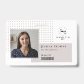 Badge Logo QR code barre moderne simple beige blanc (Avant)