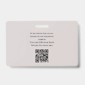 Badge Logo QR code barre moderne simple beige blanc (Arrière)