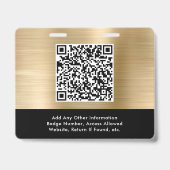 Badge Logo QR Code Black Gold Event Access Pass (Arrière)