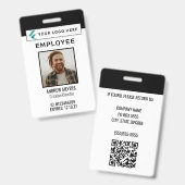 Badge Logo QR Code Entreprise Photo Employé (Recto et verso)