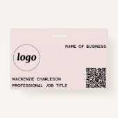 Badge Logo QR Code Professionnel Entreprise Blush Pink N (Devant)