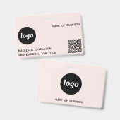 Badge Logo QR Code Professionnel Entreprise Blush Pink N (Avant & arrière)