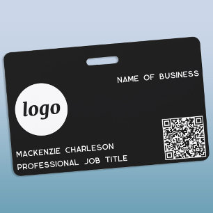 Badge Logo QR Code Professionnel Entreprise Noir Nom