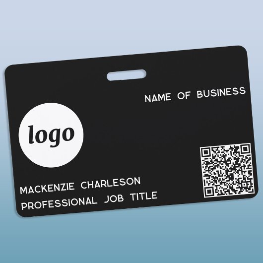 Badge Logo QR Code Professionnel Entreprise Noir Nom