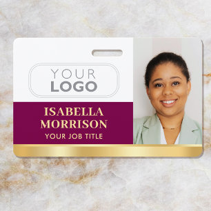 Badge Logo QR Plum Gold ID personnalisé d'entreprise pou