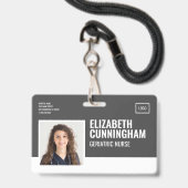 Badge Logo Rectangulaire Photo d'Infirmière Code-Barres  (Avant avec lanière)