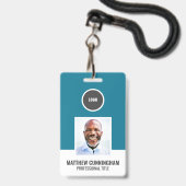 Badge Logo rond couleur moderne Nom de l'employé Code ba (Avant avec lanière)