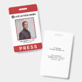 Badge Logo rouge simple Appuyez sur ID photo de l'employ (Recto et verso)