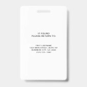 Badge Logo rouge simple Appuyez sur ID photo de l'employ (Dos)