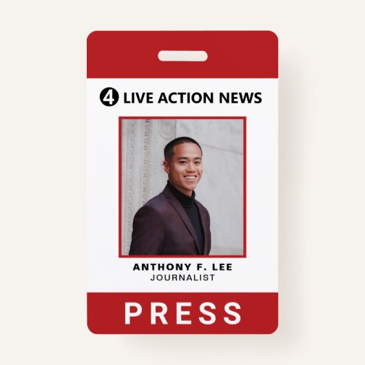 Badge Logo rouge simple Appuyez sur ID photo de l'employ (Devant)